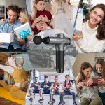 RAEMAO Massage Gun, Massage Gun Deep Tissue, Back Massage Gun for Athletes for Pain Relief Attaching 8 PCS Replacement Heads, Percussion Massager with 10 Speeds & LED Screen, Carbon
