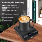 Coffee Mug Warmer & Mug Set, 30W Coffee Cup Warmer with Aesthetic 15.5oz Cup for Desk with Auto Shut Off, Timer Function, Smart Mug Heater for Heating Coffee, Tea, Candle, Beverage, Gifts - Black