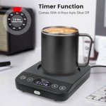 Coffee Mug Warmer & Mug Set, 30W Coffee Cup Warmer with Aesthetic 15.5oz Cup for Desk with Auto Shut Off, Timer Function, Smart Mug Heater for Heating Coffee, Tea, Candle, Beverage, Gifts - Black