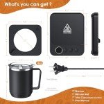 Coffee Mug Warmer & Mug Set for Desk, Electric 36W Coffee Cup Warmer with Auto Shut Off/Timer. Smart Cup Mug Heater with 16oz Cup for Heating Coffee in Home/Office, Coffee, Black