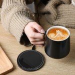 APEKX 2024 Upgraded Self-Heating Ceramic Mug - Stable 130°F Temperature, 15W Wireless Phone Charging, 12.8 fl oz Capacity - USB-C Enabled. (Black)