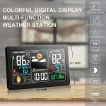 Weather Station Indoor Outdoor Thermometer Wireless Color Display Digital Temperature Humidity Monitor, Weather Thermometer Forecast Station with Atomic Clock and Adjustable Backlight