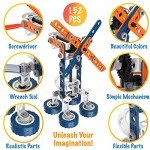 12-in-1 Stem Kit Toy for Kids - 152 Piece Construction Building Set and Education Learning Engineering Play Kit Idea for Boys and Girls, Building Toys for Kids Ages 4-8 5 6 7 8 9 10 11 12 Years Old