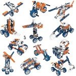 12-in-1 Stem Kit Toy for Kids - 152 Piece Construction Building Set and Education Learning Engineering Play Kit Idea for Boys and Girls, Building Toys for Kids Ages 4-8 5 6 7 8 9 10 11 12 Years Old