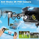 Drone with Camera, 2K FPV Drone with Brushless Motor, Altitude Hold, Gesture Selfie, One Key Take Off/Landing, 3D Flips, Waypoint Fly, 2 Batteries, Foldable Mini Drones for Kids and Beginners