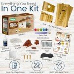 SparkJump Modern Birdhouse Woodworking Kit – Complete DIY Birdhouse Kits for Kids and Adults – Build Your Own Bird House Kit for Kids - Woodworking Adult Crafts & Kids Woodworking Kit