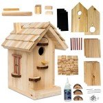 SparkJump Premium Wooden Bird House Kit - Build it Yourself Birdhouse - Birdhouse Kits for Adults to Build - Woodworking Adult Crafts & DIY Bird House