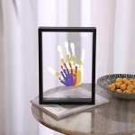 CHERRY CHEERS Family Handprint Kit, DIY Craft Keepsake Wooden Frame, Endless Gift Set, Non-Toxic Paints, Transparent Sheets (Black)