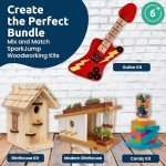 SparkJump Modern Birdhouse Woodworking Kit – Complete DIY Birdhouse Kits for Kids and Adults – Build Your Own Bird House Kit for Kids - Woodworking Adult Crafts & Kids Woodworking Kit