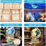 RMOKA 3D Wooden Puzzles for Adults Illuminated Globe with Stand 188pcs 3D Puzzles Model Kit Built-in LED Music Box Stem Toys Gifts for Adults/Teens