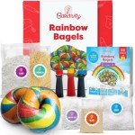 Baketivity Rainbow Bagel Kids Baking Kit - Baking Kits for Kids with Premeasured Ingredients, Step-By-Step Instructions, Video Guide, and STEM Lessons - Kids Cooking Kit for Ages 6-12+