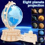 RMOKA 3D Wooden Puzzles for Adults Illuminated Globe with Stand 188pcs 3D Puzzles Model Kit Built-in LED Music Box Stem Toys Gifts for Adults/Teens