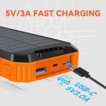 Durecopow Solar Charger Power Bank 49800mAh Wireless Battery Pack PD18W QC3.0 Fast Charging Built in 3 Cables with USB-C 6 Outputs & 2 Inputs for Cell Phone