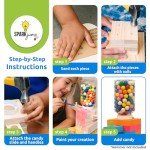 SparkJump DIY Wood Building Kits for Kids | Kids Wood Projects for Creative Fun | STEM Teaching Woodworking Kit for Kids | Great Gift Idea for Crafts for Boys & Girls (Candy Dispenser, 1-Pack)
