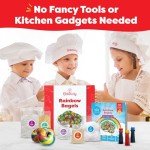 Baketivity Rainbow Bagel Kids Baking Kit - Baking Kits for Kids with Premeasured Ingredients, Step-By-Step Instructions, Video Guide, and STEM Lessons - Kids Cooking Kit for Ages 6-12+