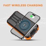 Durecopow Solar Charger Power Bank 49800mAh Wireless Battery Pack PD18W QC3.0 Fast Charging Built in 3 Cables with USB-C 6 Outputs & 2 Inputs for Cell Phone