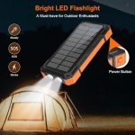 Saraupup Solar Charger Power Bank 49800mAh Wireless Portable Phone Charger, 22.5W QC3.0 Fast Charging Built in 4 Cables with USB C 6 Outputs & 2 Inputs for Cell Phone Orange