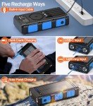 GOODaaa Power Bank Wireless Charger 45800mAh Built in Hand Crank and 4 Cables 15W Fast Charging Power Bank 7 Outputs & 4 Inputs Solar Portable Charger, SOS/Strobe/Strong Flashlights, Compass