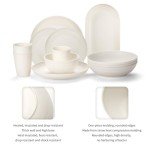 Lazycorner 48-Piece Wheat Straw Dinnerware Sets for 8, Unbreakable Reuasble Dinner Dishes Serving Plate Set for Kitchen, Including Plastic Dinner Plate, Dessert Plate, Bowl, Cup(Beige)