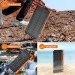 Saraupup Solar Charger Power Bank 49800mAh Wireless Portable Phone Charger, 22.5W QC3.0 Fast Charging Built in 4 Cables with USB C 6 Outputs & 2 Inputs for Cell Phone Orange