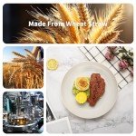 Lazycorner 48-Piece Wheat Straw Dinnerware Sets for 8, Unbreakable Reuasble Dinner Dishes Serving Plate Set for Kitchen, Including Plastic Dinner Plate, Dessert Plate, Bowl, Cup(Beige)