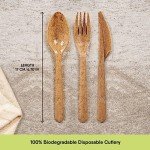 Premium Quality100% Biodegradable Cutlery Made of Vegetable Fibers, 300 PCS of 6.7” Long Heavy-Duty and Splinter Free Eco-Friendly Spoons, Forks & Knives, Perfect Sustainable Cutlery for All Occasions