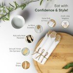 EcoPreps Premium Pre-Rolled Napkin and Bamboo Cutlery Set (50 Pack, 200 PCS) 100% Biodegradable, Eco-Friendly, Disposable Wrapped Cutlery - Includes Pre-Wrapped Bamboo Forks, Knives, Spoons, & Napkins