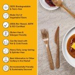 Premium Quality100% Biodegradable Cutlery Made of Vegetable Fibers, 300 PCS of 6.7” Long Heavy-Duty and Splinter Free Eco-Friendly Spoons, Forks & Knives, Perfect Sustainable Cutlery for All Occasions