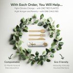 EcoPreps Premium Pre-Rolled Napkin and Bamboo Cutlery Set (50 Pack, 200 PCS) 100% Biodegradable, Eco-Friendly, Disposable Wrapped Cutlery - Includes Pre-Wrapped Bamboo Forks, Knives, Spoons, & Napkins