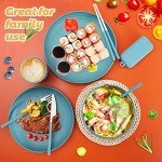 KAMJUNTAR Wheat Straw Dinnerware Sets For 6(72pcs), Unbreakable Microwave Safe Reusable Plates and Bowls Sets Eco Friendly,Dishwasher Safe
