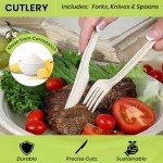ALPIO 400 Piece Compostable Dinnerware Set for 50 Guests, Biodegradable Paper Plates Set, Eco-Friendly Disposable Plates & Utensils include Paper Plates, Forks Knives Spoons Straws Napkins for Party