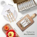 EcoPreps Premium Pre-Rolled Napkin and Bamboo Cutlery Set (50 Pack, 200 PCS) 100% Biodegradable, Eco-Friendly, Disposable Wrapped Cutlery - Includes Pre-Wrapped Bamboo Forks, Knives, Spoons, & Napkins