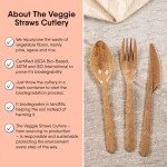 Premium Quality100% Biodegradable Cutlery Made of Vegetable Fibers, 300 PCS of 6.7” Long Heavy-Duty and Splinter Free Eco-Friendly Spoons, Forks & Knives, Perfect Sustainable Cutlery for All Occasions