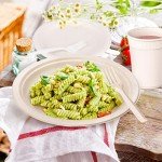 Gezond 400pcs Compostable Paper Plates Set Eco-friendly Heavy-duty Disposable Paper Plates Cutlery Includes Biodegradable Plates, Forks, Knives, Spoons, Cups and Straws for Wedding Party