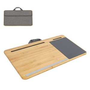 SUMISKY Laptop Lap Desk with Cushion Protable Laptop Desk with Handle Tablet Support Phone Holder and Mouse Pad Oversized Bamboo Laptop Stand for Sofa Fits Up to 17 Inches