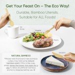 EcoPreps Premium Pre-Rolled Napkin and Bamboo Cutlery Set (50 Pack, 200 PCS) 100% Biodegradable, Eco-Friendly, Disposable Wrapped Cutlery - Includes Pre-Wrapped Bamboo Forks, Knives, Spoons, & Napkins