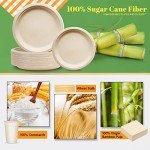 Gezond 400pcs Compostable Paper Plates Set Eco-friendly Heavy-duty Disposable Paper Plates Cutlery Includes Biodegradable Plates, Forks, Knives, Spoons, Cups and Straws for Wedding Party