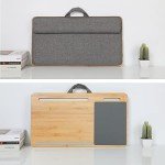 SUMISKY Laptop Lap Desk with Cushion Protable Laptop Desk with Handle Tablet Support Phone Holder and Mouse Pad Oversized Bamboo Laptop Stand for Sofa Fits Up to 17 Inches