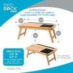 BIRDROCK HOME Curved Wood Lap Tray with Foldout Legs, Storage Drawer, Mouse Pad, Fits Laptops Up to 17", Tablet and Phone Slot, Laptop Table for Sitting or Standing, Work from Home - Natural