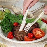 ALPIO 400 Piece Compostable Dinnerware Set for 50 Guests, Biodegradable Paper Plates Set, Eco-Friendly Disposable Plates & Utensils include Paper Plates, Forks Knives Spoons Straws Napkins for Party