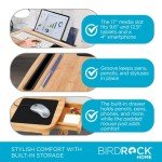 BIRDROCK HOME Curved Wood Lap Tray with Foldout Legs, Storage Drawer, Mouse Pad, Fits Laptops Up to 17", Tablet and Phone Slot, Laptop Table for Sitting or Standing, Work from Home - Natural