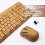 Smart Tech Handcrafted Natural Bamboo Wooden PC Wireless 2.4GHz Keyboard and Mouse Combo