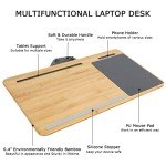 SUMISKY Laptop Lap Desk with Cushion Protable Laptop Desk with Handle Tablet Support Phone Holder and Mouse Pad Oversized Bamboo Laptop Stand for Sofa Fits Up to 17 Inches