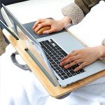 SUMISKY Laptop Lap Desk with Cushion Protable Laptop Desk with Handle Tablet Support Phone Holder and Mouse Pad Oversized Bamboo Laptop Stand for Sofa Fits Up to 17 Inches