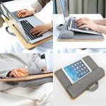 SUMISKY Laptop Lap Desk with Cushion Protable Laptop Desk with Handle Tablet Support Phone Holder and Mouse Pad Oversized Bamboo Laptop Stand for Sofa Fits Up to 17 Inches
