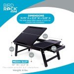 BIRDROCK HOME Laptop Bed Tray | Adjustable Tilt Surface, Storage Drawer, Folding Legs, Mouse Pad | Fits Laptop Up to 15" | Slots Up to: Tablets 9.6", Phones 4" | For Work, Reading, Studying | Espresso