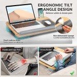 Gimars Home Office Lap Desk Fits up to 17 Inches Laptop with Dual Cushion,Wrist Rest, Built-in Mouse Pad, Tablet Phone Holder and Storage Drawer, Light Brown