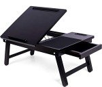 BIRDROCK HOME Laptop Bed Tray | Adjustable Tilt Surface, Storage Drawer, Folding Legs, Mouse Pad | Fits Laptop Up to 15" | Slots Up to: Tablets 9.6", Phones 4" | For Work, Reading, Studying | Espresso
