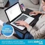 BIRDROCK HOME Laptop Bed Tray | Adjustable Tilt Surface, Storage Drawer, Folding Legs, Mouse Pad | Fits Laptop Up to 15" | Slots Up to: Tablets 9.6", Phones 4" | For Work, Reading, Studying | Espresso
