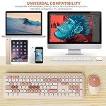 Wireless Keyboard and Mouse Combo, Colorful Ergonomic Full Size Retro Low-Noise Keyboard with Cute keycaps, Compatible with Windows, PC, Perfer for Home and Office Keyboards (Brown)